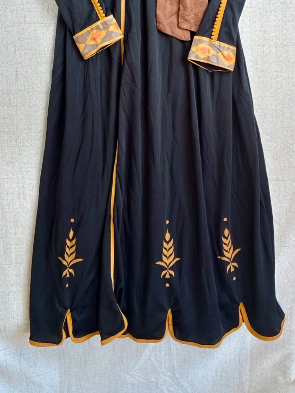Anna Frozen 2 Girls Costume Long Black Dress Faux Leather Belt S M 6/7 Nordic